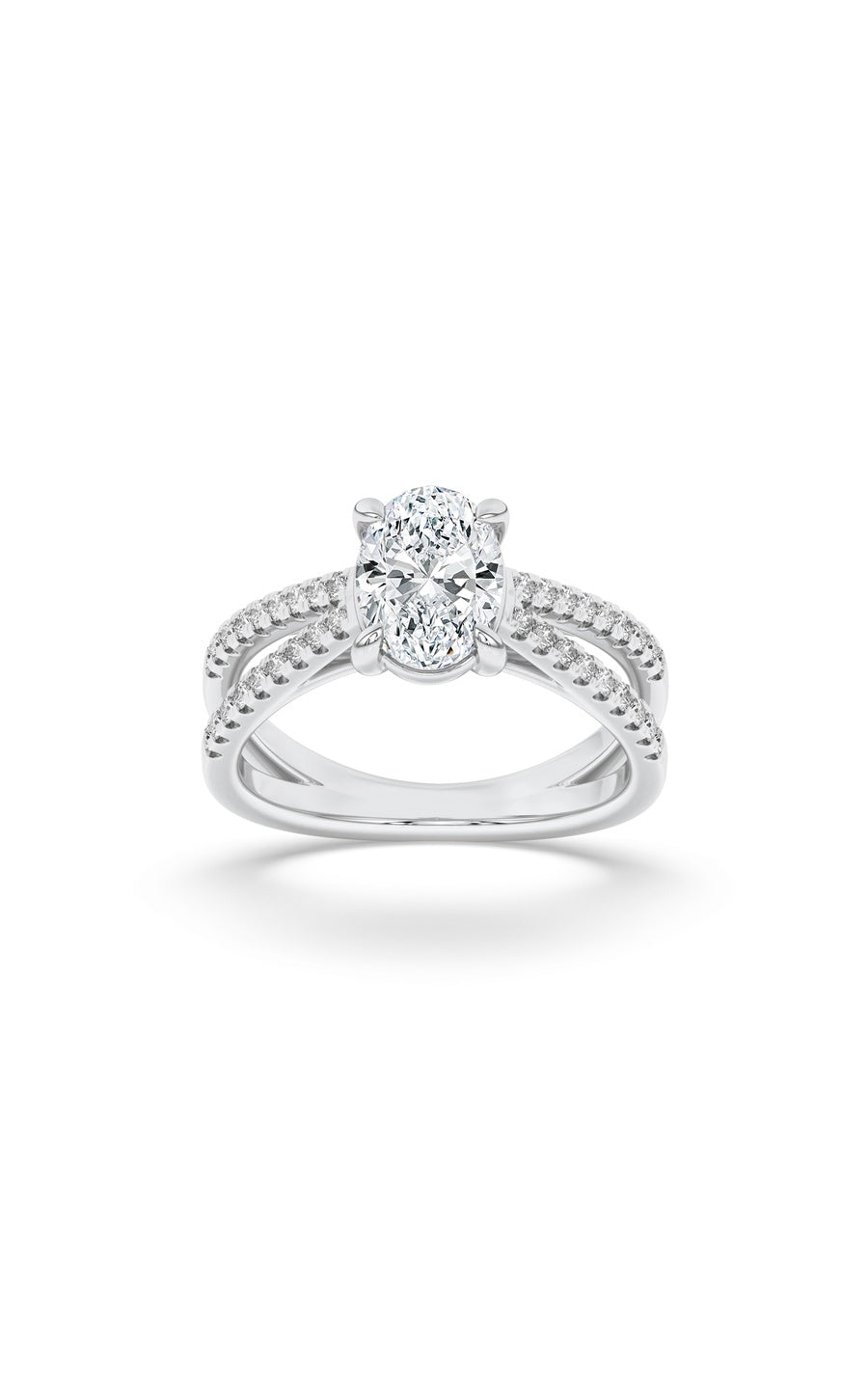 2Cttw Oval Shaped Lab Grown Diamond (F/VS) Cross Shank Accented Engagement Ring in 14K Gold