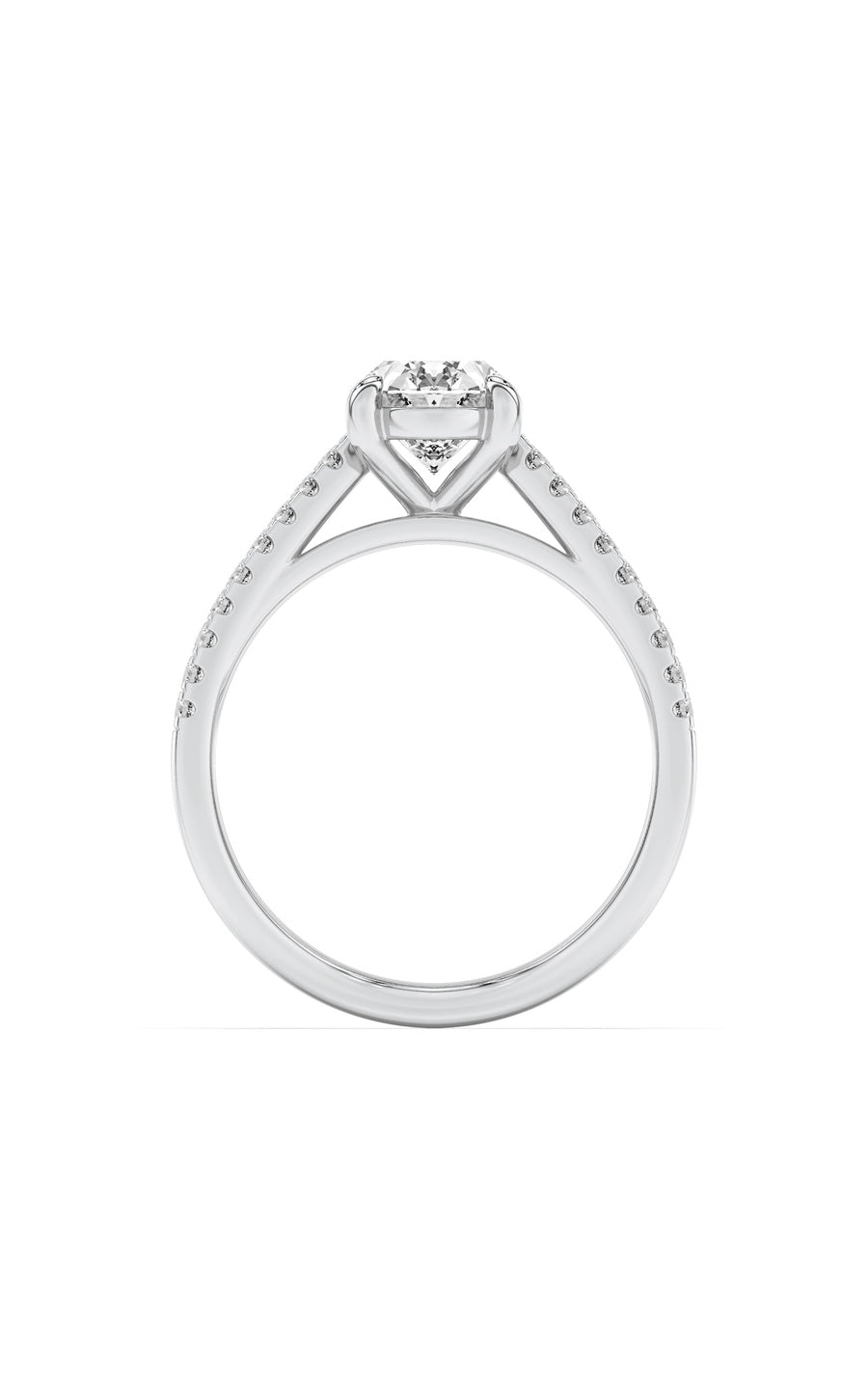 2Cttw Oval Shaped Lab Grown Diamond (F/VS) Cross Shank Accented Engagement Ring in 14K Gold