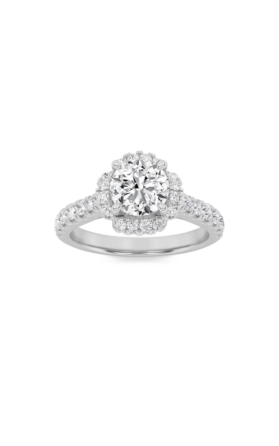 1.5Cttw Round Shaped Lab Grown Diamond (F/VS) HaloAccented Engagement Ring in 14K Gold