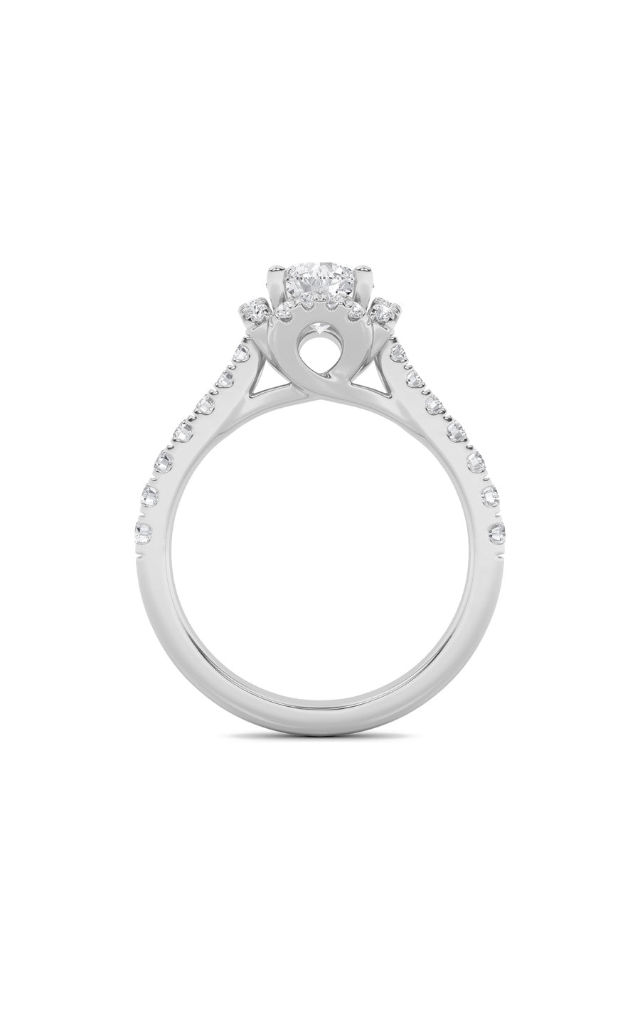 1.5Cttw Round Shaped Lab Grown Diamond (F/VS) HaloAccented Engagement Ring in 14K Gold