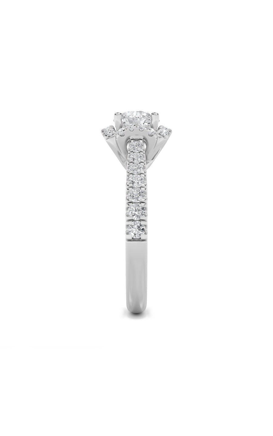 1.5Cttw Round Shaped Lab Grown Diamond (F/VS) HaloAccented Engagement Ring in 14K Gold