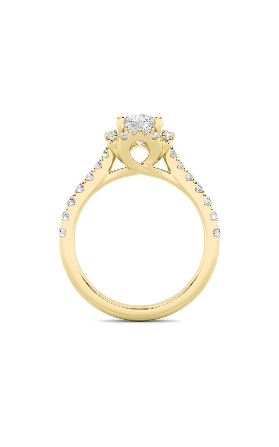 1.5Cttw Round Shaped Lab Grown Diamond (F/VS) HaloAccented Engagement Ring in 14K Gold