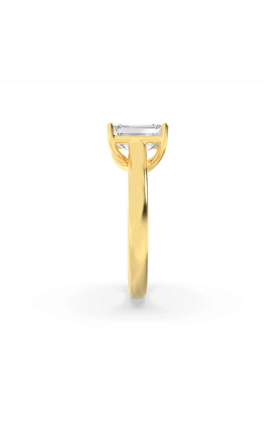 2Cttw Emerald Shaped Lab Grown Diamond (F/VS) Plain Cathedral Trellis Shank Solitaire Engagement Ring in 14K Gold
