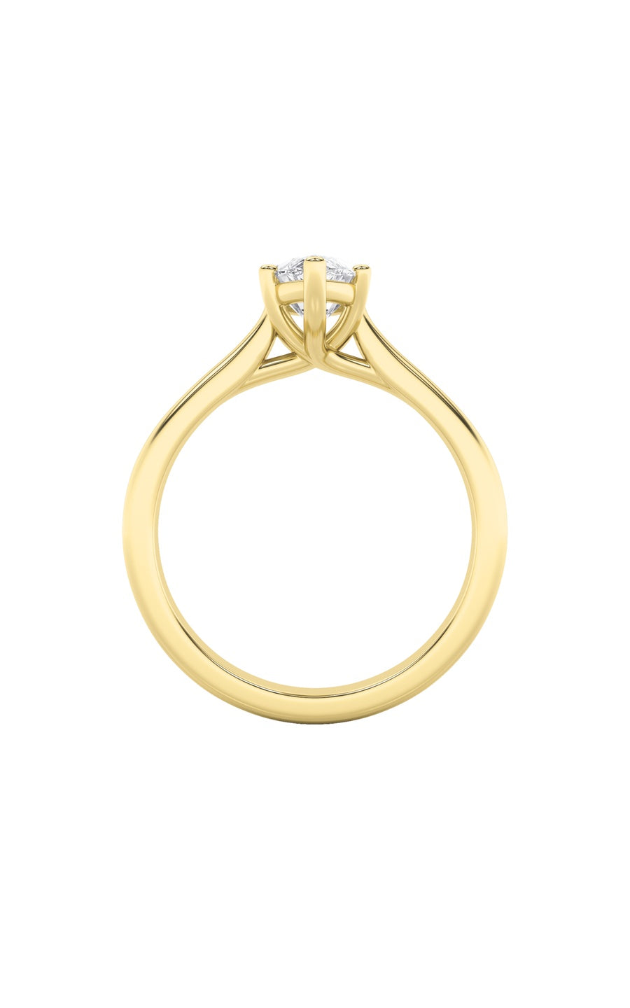 1Cttw Marquise Shaped Lab Grown Diamond (F/VS) Plain Cathedral Trellis Shank Solitaire Engagement Ring in 14K Gold