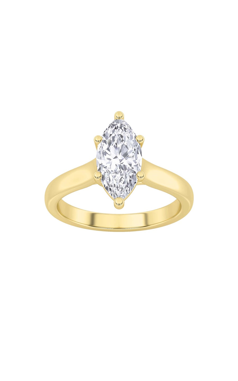 2Cttw Marquise Shaped Lab Grown Diamond (F/VS) Plain Cathedral Trellis Shank Solitaire Engagement Ring in 14K Gold