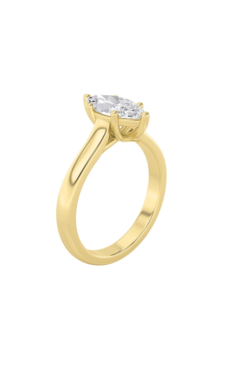 2Cttw Marquise Shaped Lab Grown Diamond (F/VS) Plain Cathedral Trellis Shank Solitaire Engagement Ring in 14K Gold