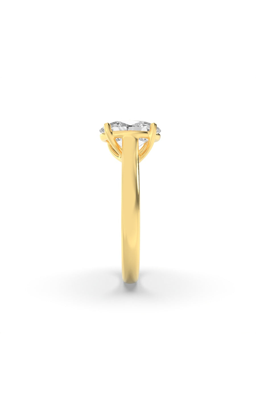 2Cttw Oval Shaped Lab Grown Diamond (F/VS) Plain Cathedral Trellis Shank Solitaire Engagement Ring in 14K Gold