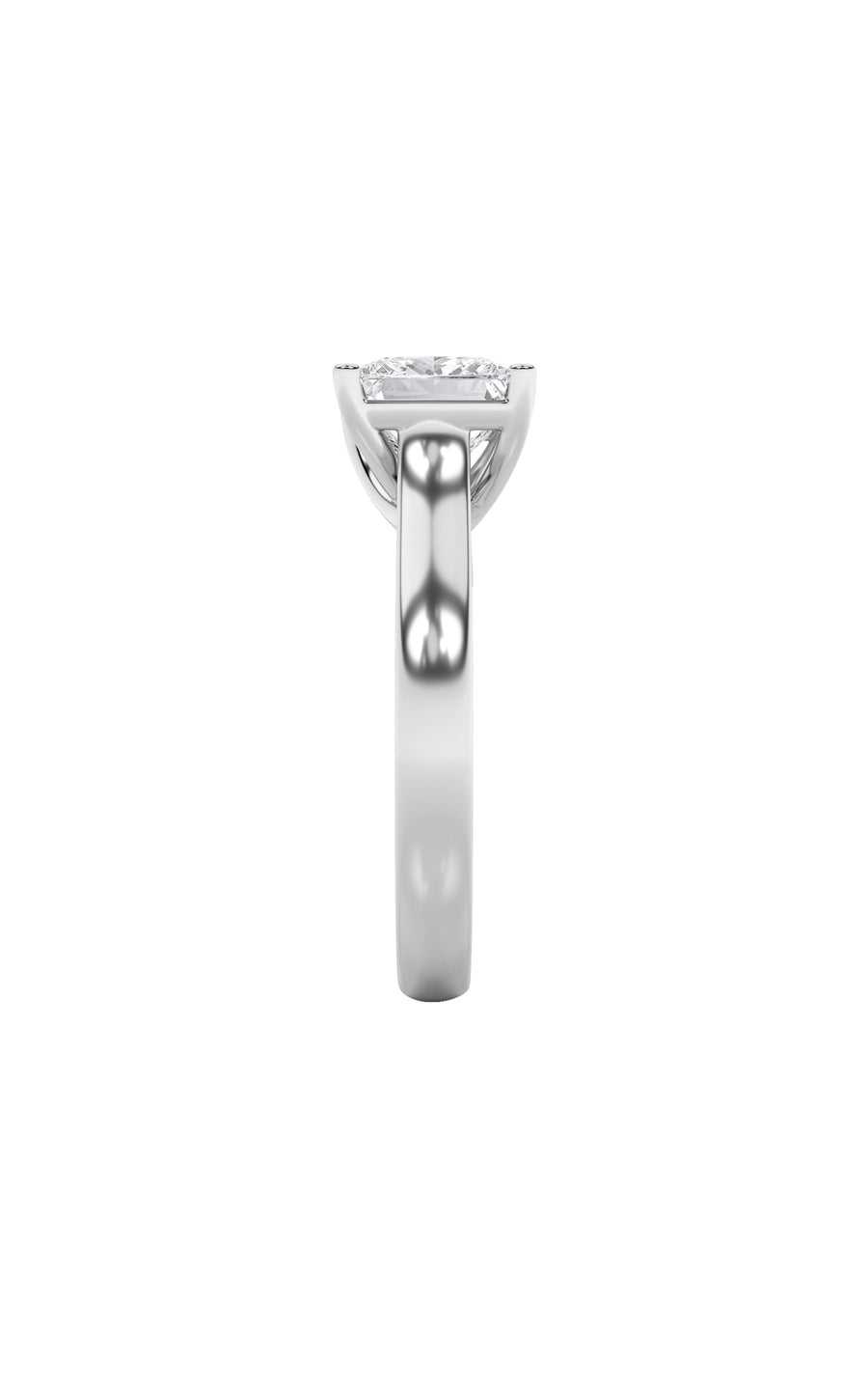 1Cttw Princess Shaped Lab Grown Diamond (F/VS) Plain Cathedral Trellis Shank Solitaire Engagement Ring in 14K Gold
