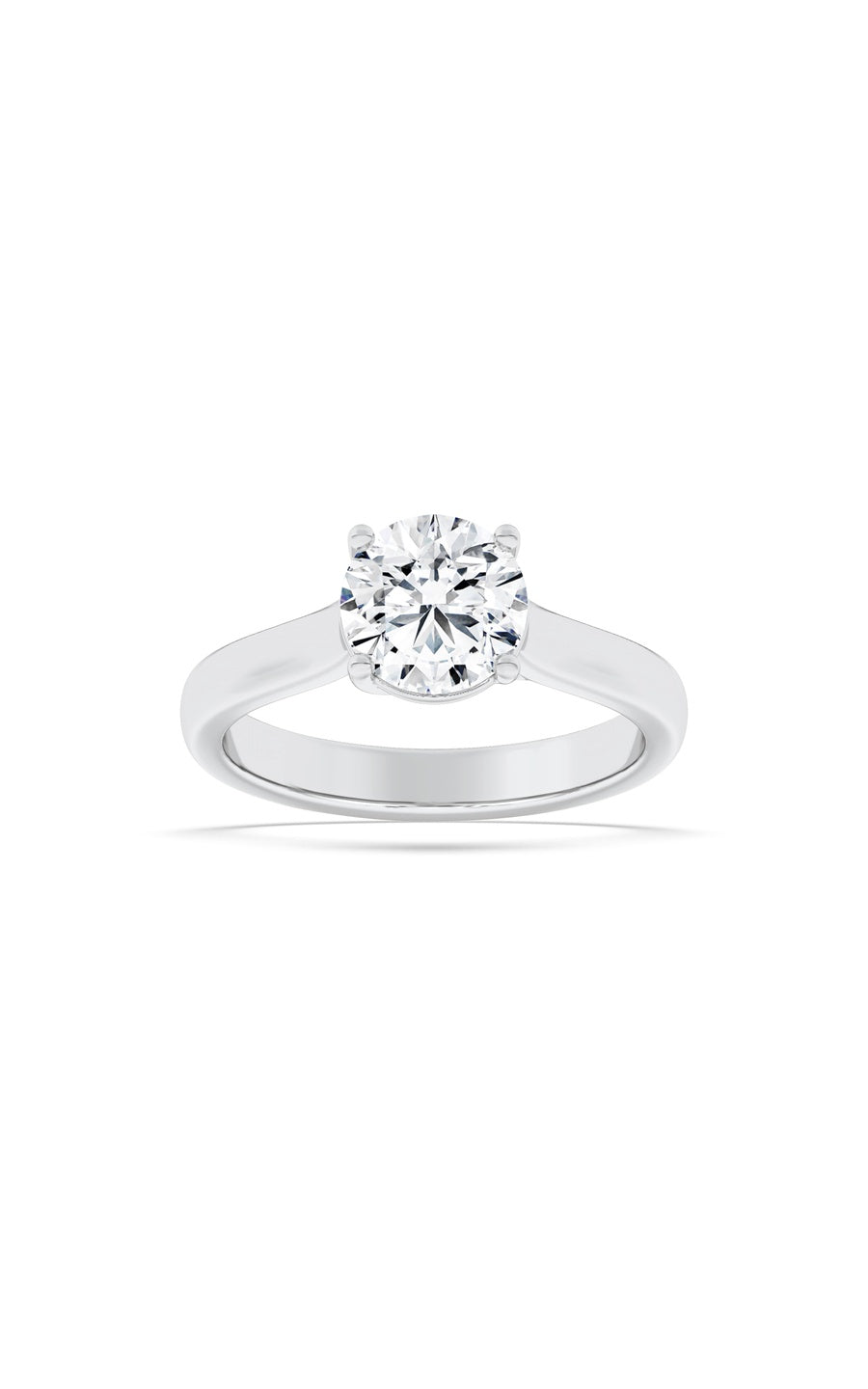 1Cttw Round Shaped Lab Grown Diamond (F/VS) PlainCathedral Trellis Shank Solitaire Engagement Ringin 14K Gold