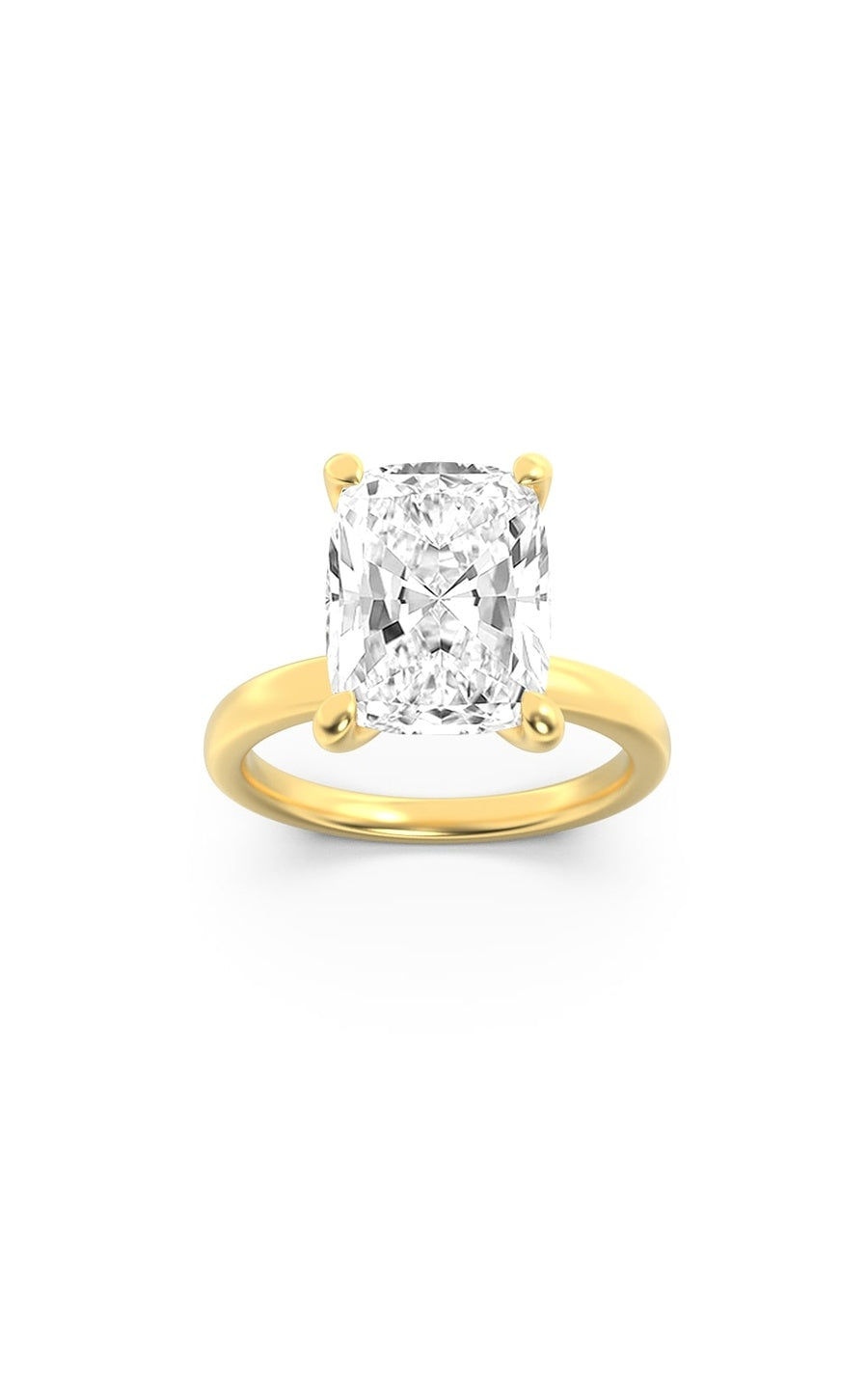 2Cttw Elongated Cushion Shaped Lab Grown Diamond (F/VS) Hidden Halo Plain Shank Engagement Ring in 14K Gold