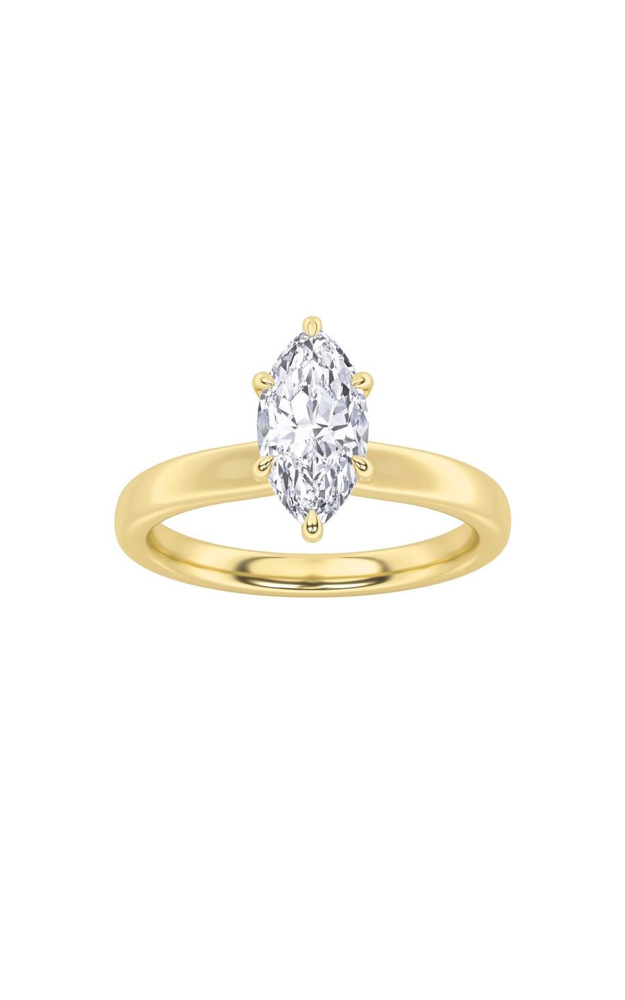 1Cttw Marquise Shaped Lab Grown Diamond (F/VS) Hidden Halo Plain Shank Engagement Ring in 14K Gold