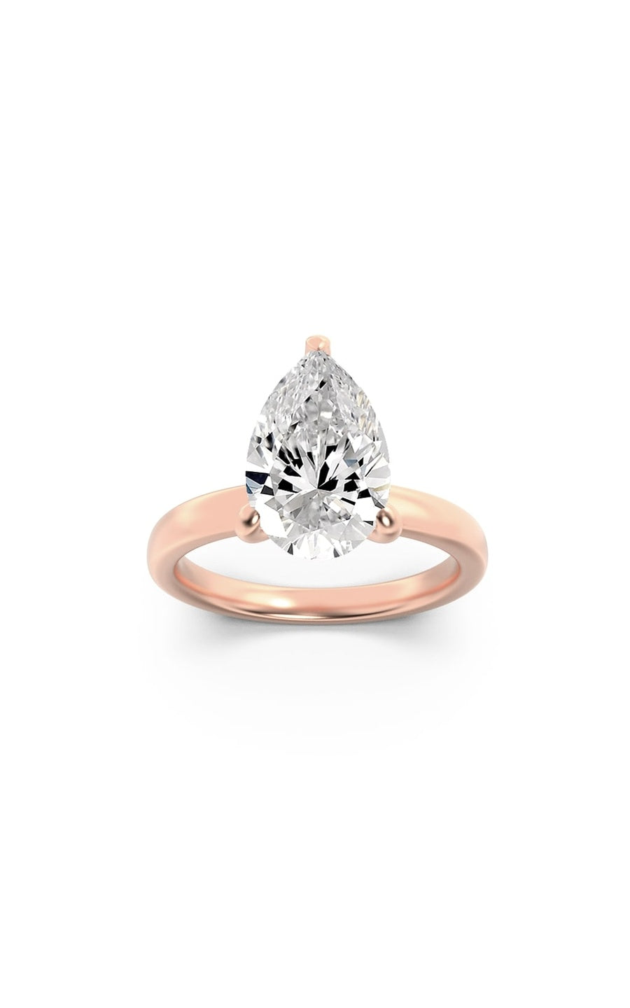 1Cttw Pear Shaped Lab Grown Diamond (F/VS) HiddenHalo Plain Shank Engagement Ring in 14K Gold