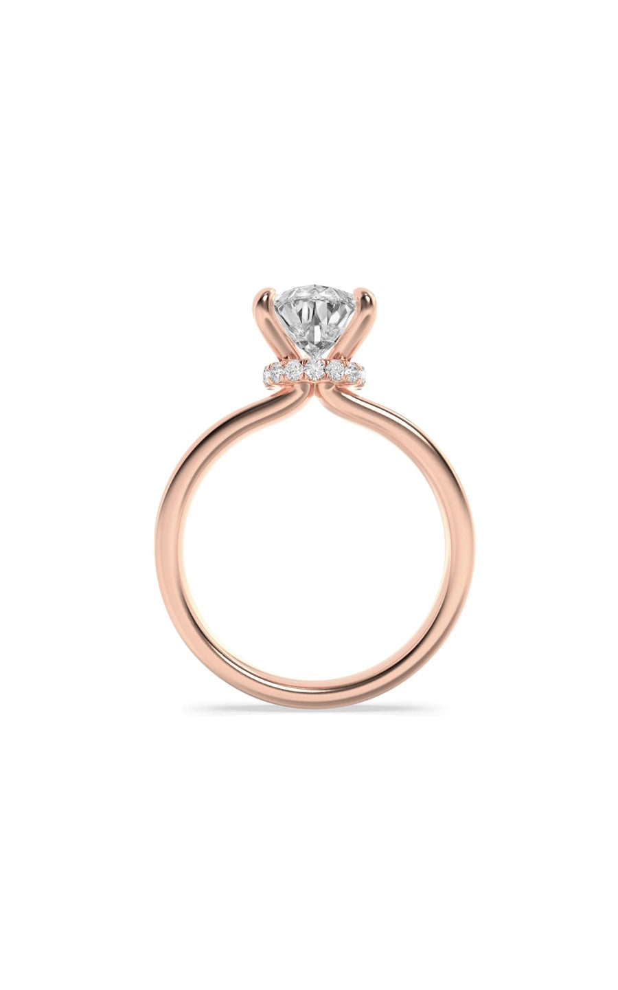 1Cttw Pear Shaped Lab Grown Diamond (F/VS) HiddenHalo Plain Shank Engagement Ring in 14K Gold