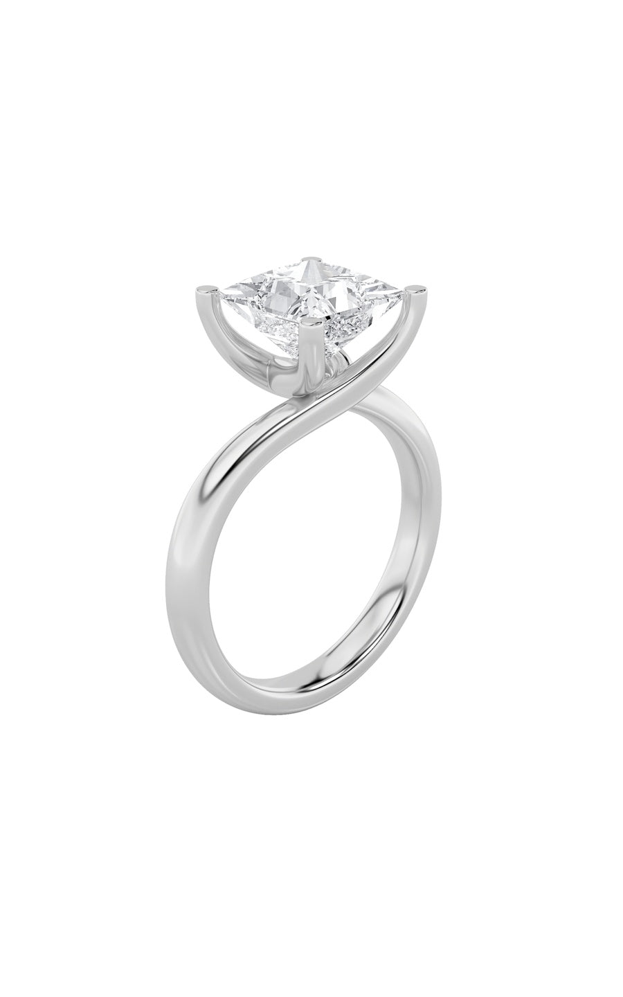 1Cttw Princess Shaped Lab Grown Diamond (F/VS) Bypass Shank Engagement Ring in 14K Gold
