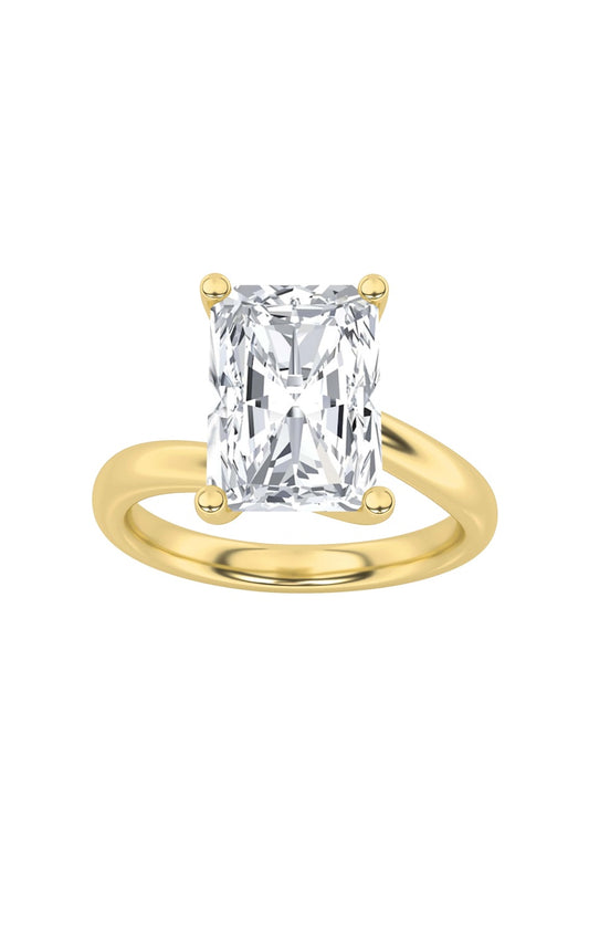 1Cttw Radiant Shaped Lab Grown Diamond (F/VS) Bypass Shank Engagement Ring in 14K Gold