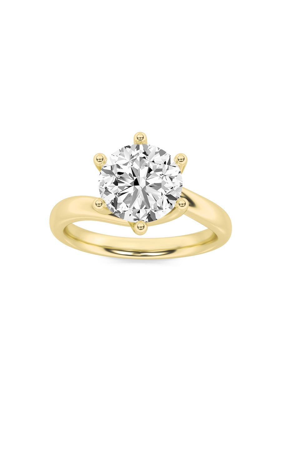 2Cttw Round Shaped Lab Grown Diamond (F/VS) BypassShank Engagement Ring in 14K Gold