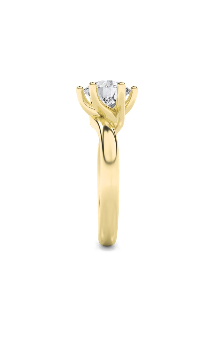 2Cttw Round Shaped Lab Grown Diamond (F/VS) BypassShank Engagement Ring in 14K Gold