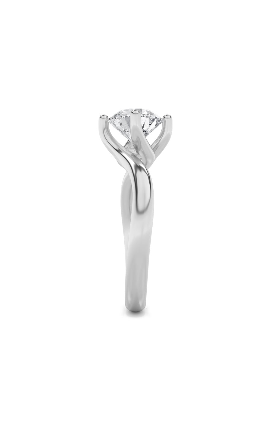 1Cttw Round Shaped Lab Grown Diamond (F/VS) BypassShank Engagement Ring in 14K Gold