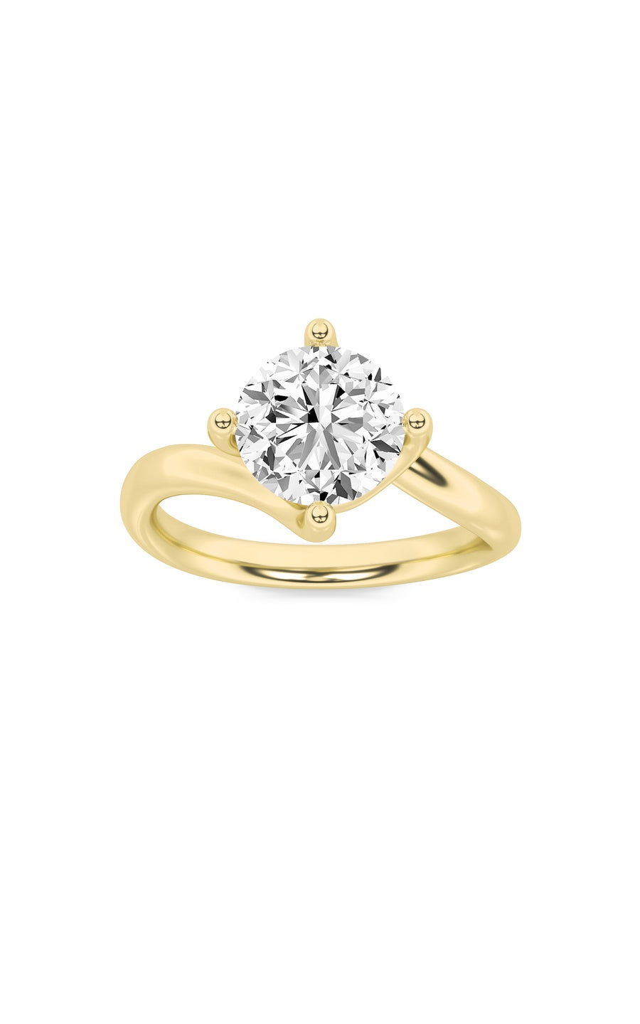 2Cttw Round Shaped Lab Grown Diamond (F/VS) BypassShank Engagement Ring in 14K Gold