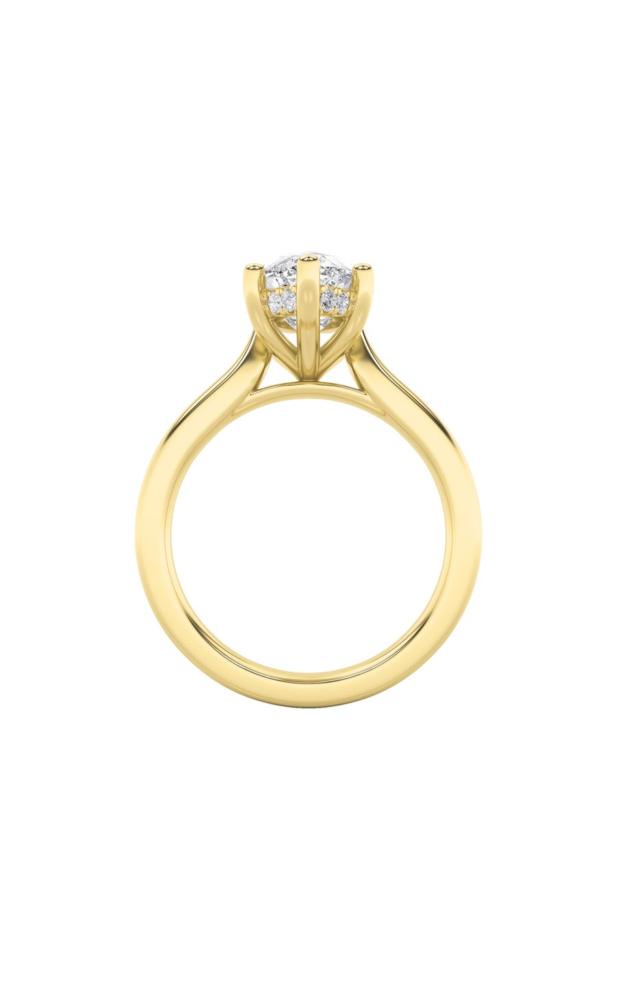 2Cttw Marquise Shaped Lab Grown Diamond (F/VS) Hidden Halo Cathedral Shank Engagement Ring in 14K Gold