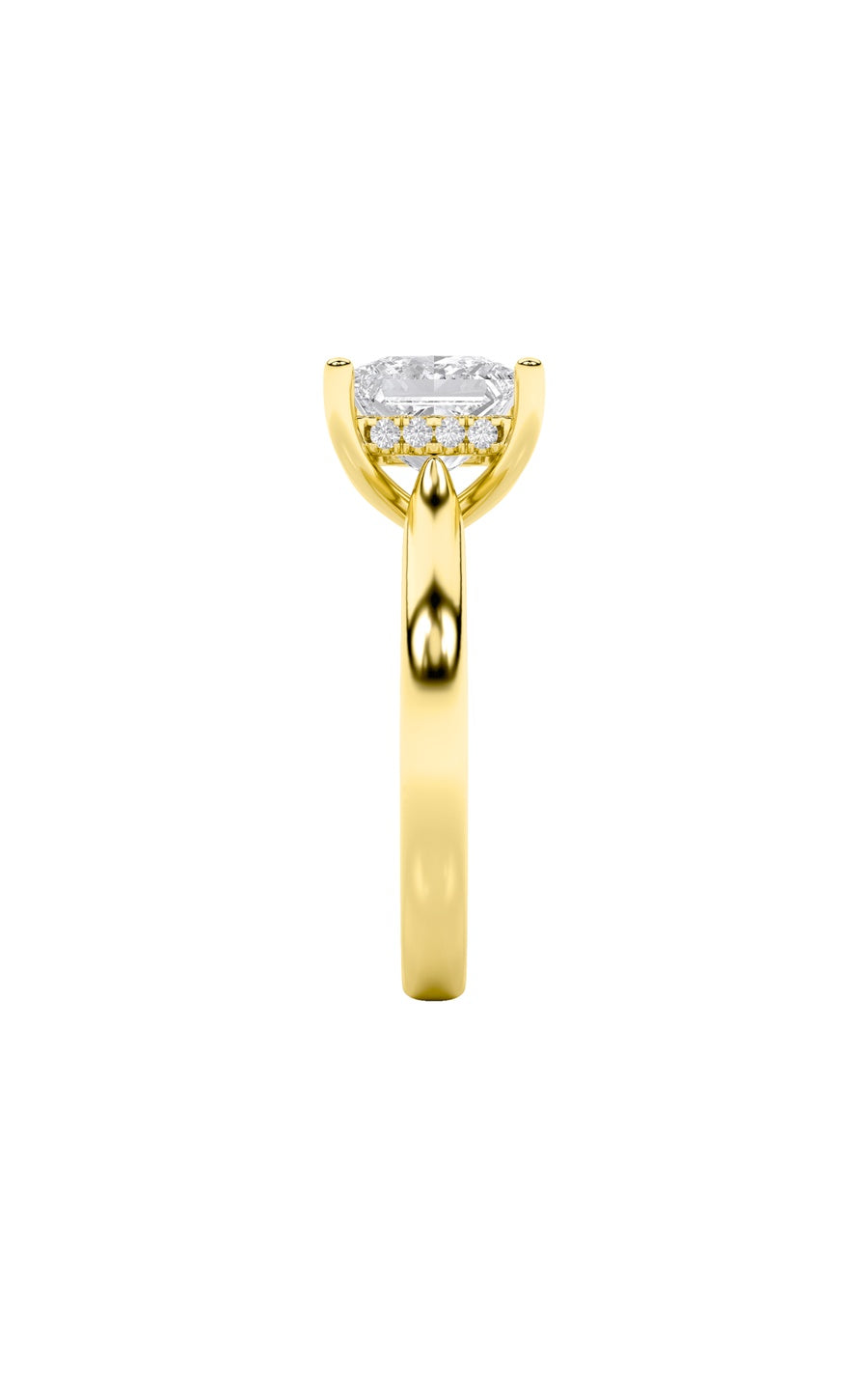 2Cttw Princess Shaped Lab Grown Diamond (F/VS) Hidden Halo Cathedral Shank Engagement Ring in 14K Gold
