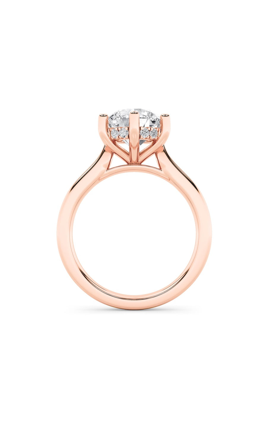 2Cttw Round Shaped Lab Grown Diamond (F/VS) HiddenHalo Cathedral Shank Engagement Ring in 14K Gold