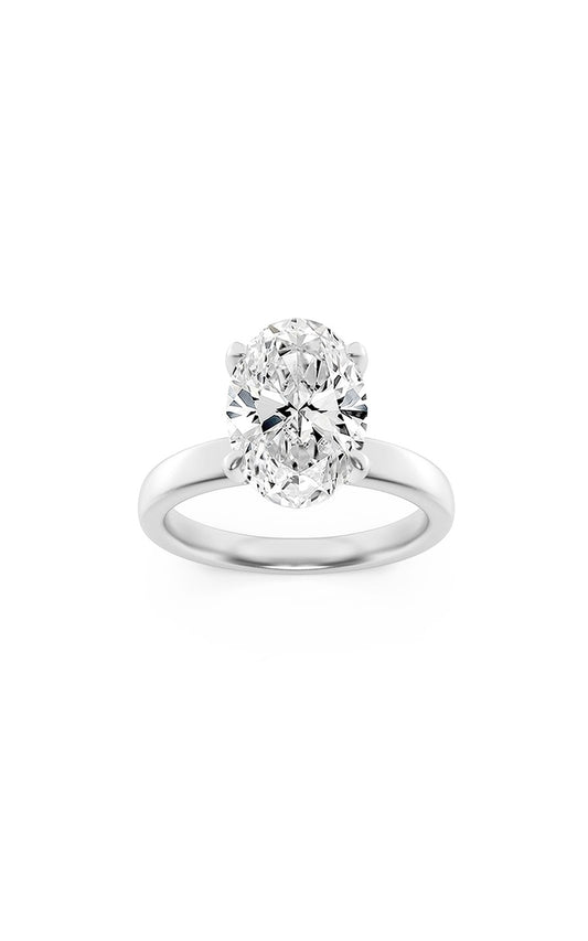 2Cttw Oval Shaped Lab Grown Diamond (F/VS) HiddenHalo Petite Shank Ring in 14K Gold