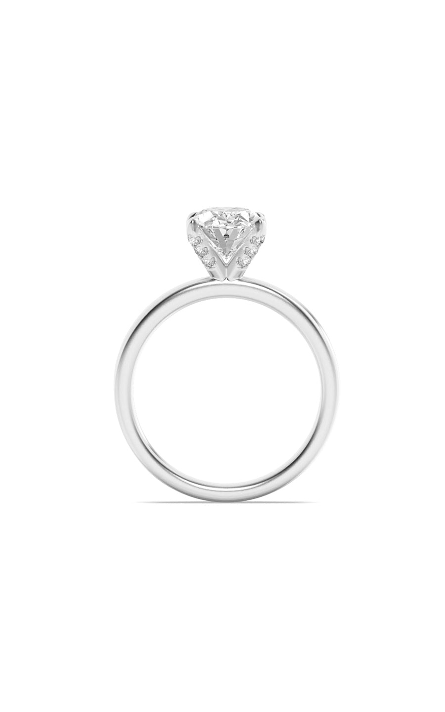 2Cttw Oval Shaped Lab Grown Diamond (F/VS) HiddenHalo Petite Shank Ring in 14K Gold