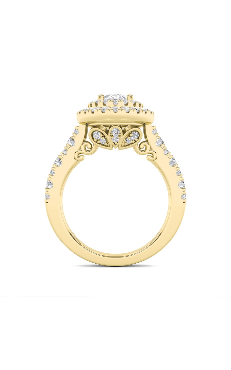 2Cttw Oval Shaped Lab Grown Diamond (F/VS) DoubleHalo Engagement Ring in 14K Gold