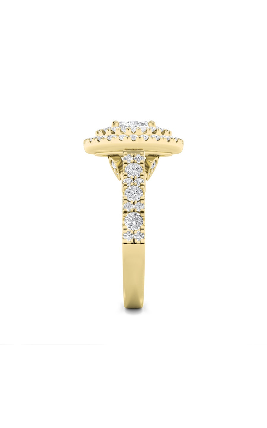 2Cttw Oval Shaped Lab Grown Diamond (F/VS) DoubleHalo Engagement Ring in 14K Gold