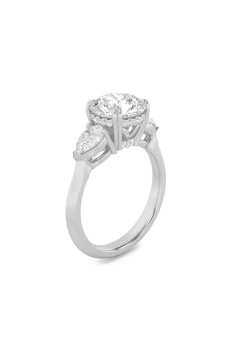 3Cttw Round Shaped Lab Grown Diamond (F/VS) ThreeStone Hidden Halo Ring in 14K Gold