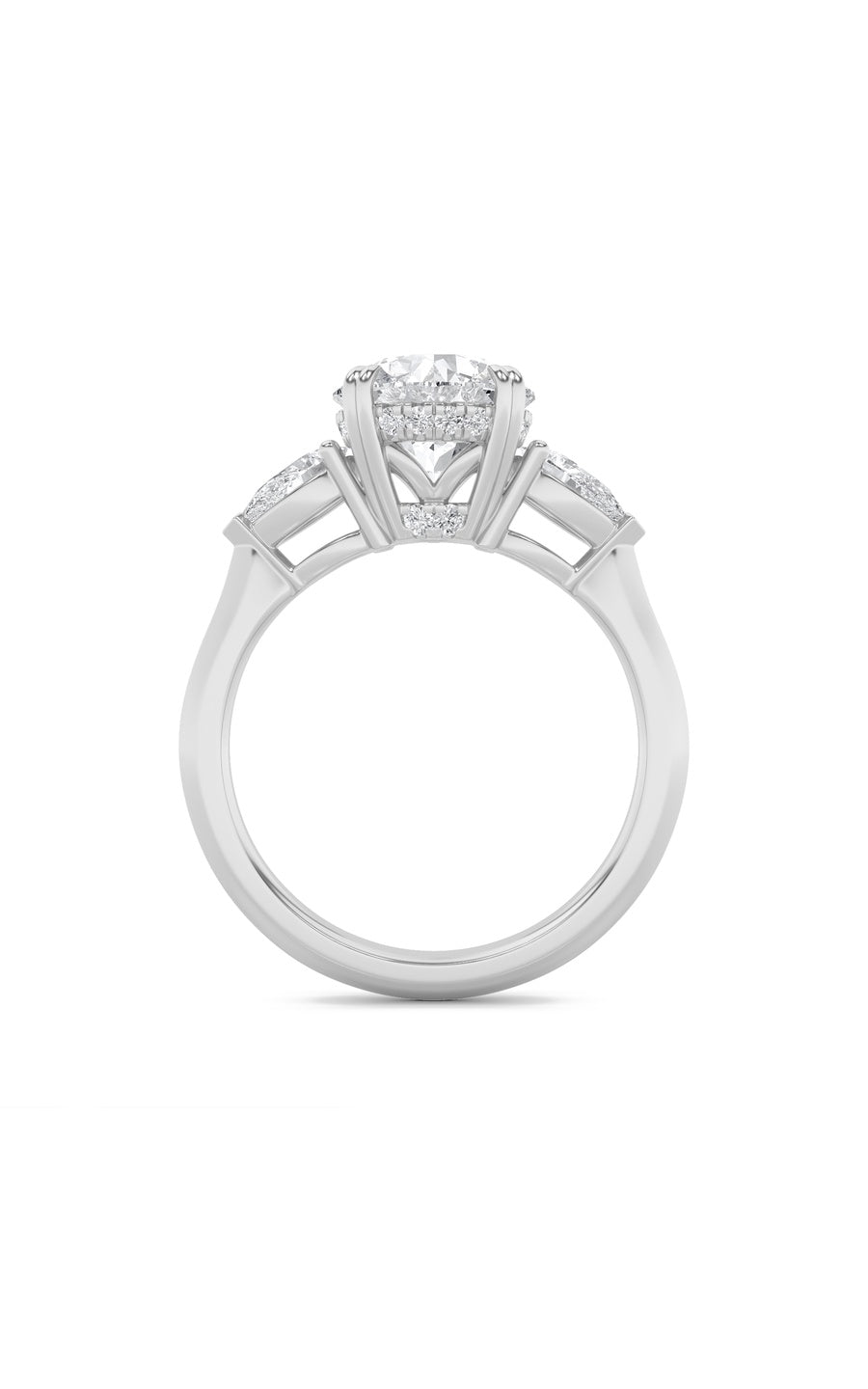 3Cttw Round Shaped Lab Grown Diamond (F/VS) ThreeStone Hidden Halo Ring in 14K Gold