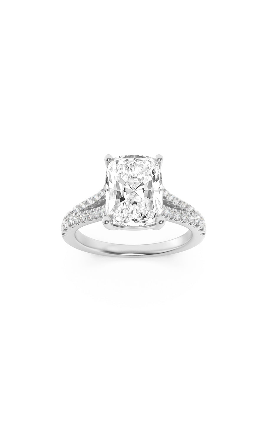 2.25Cttw Elongated Cushion Shaped Lab Grown Diamond (F/VS) Split Shank Accented Enagagement Ring in14K Gold