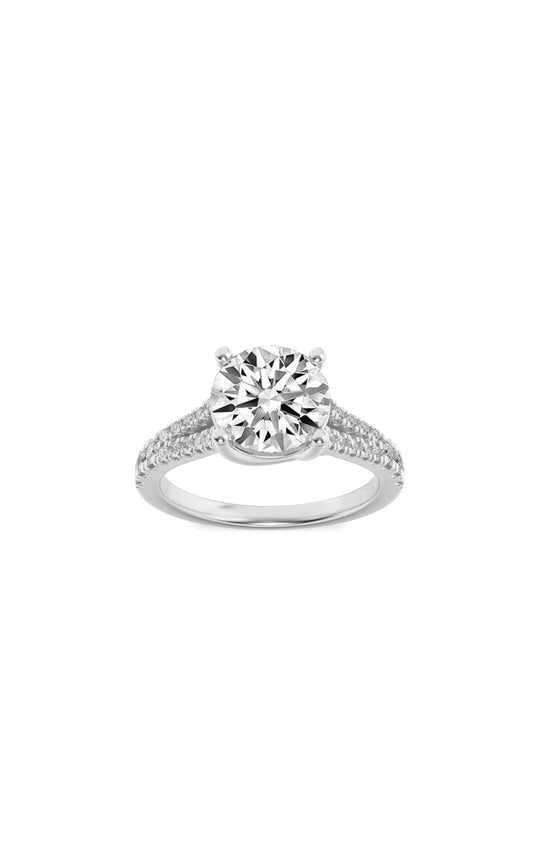 4Cttw Round Shaped Lab Grown Diamond (F/VS) SplitShank Trellis Engagement Ring in 14K Gold