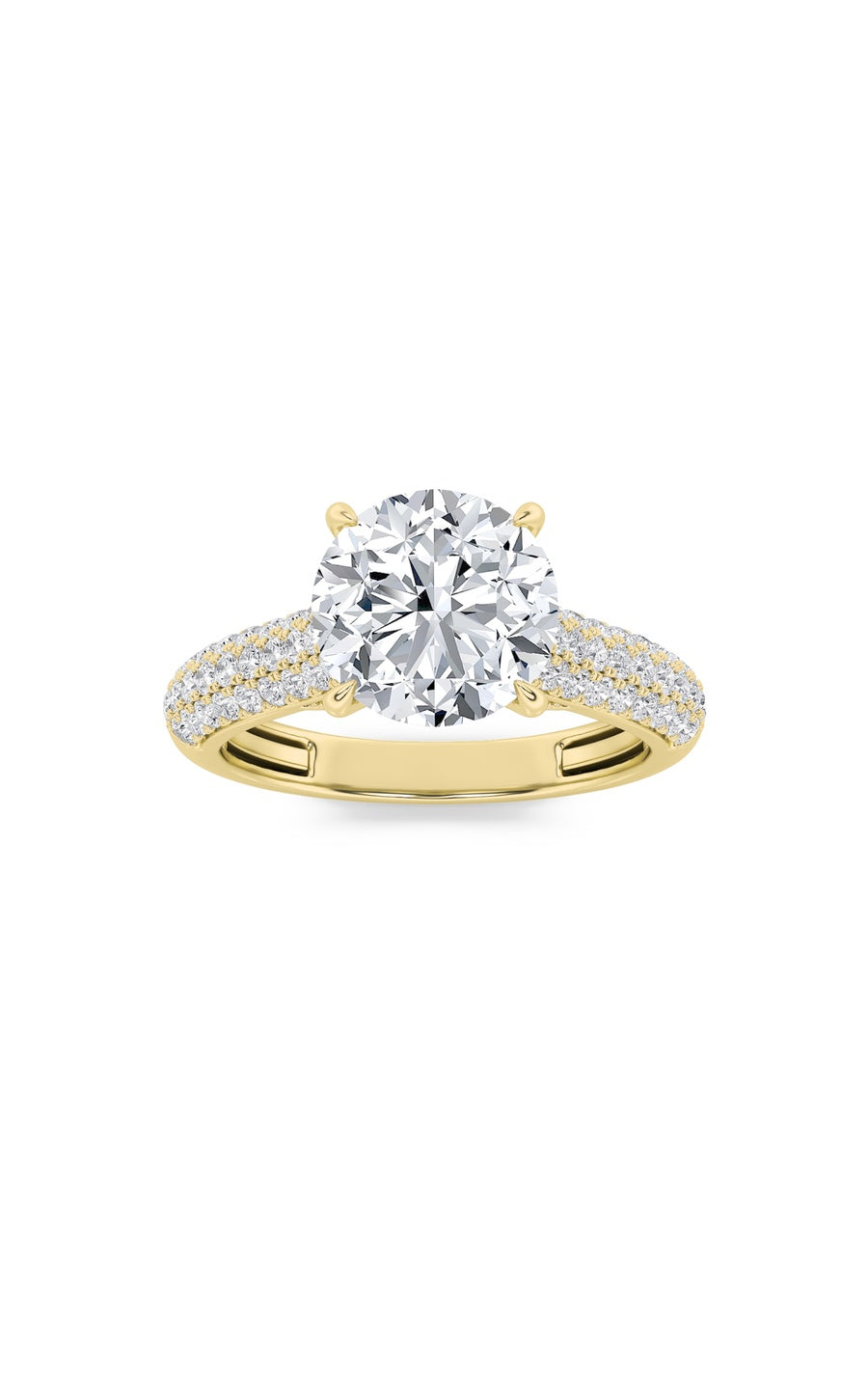 1.5Cttw Round Shaped Lab Grown Diamond (F/VS) Hidden Halo Accented Engagement Ring in 14K Gold