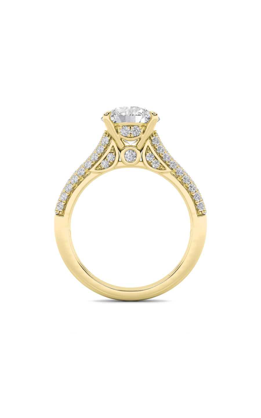 1.5Cttw Round Shaped Lab Grown Diamond (F/VS) Hidden Halo Accented Engagement Ring in 14K Gold