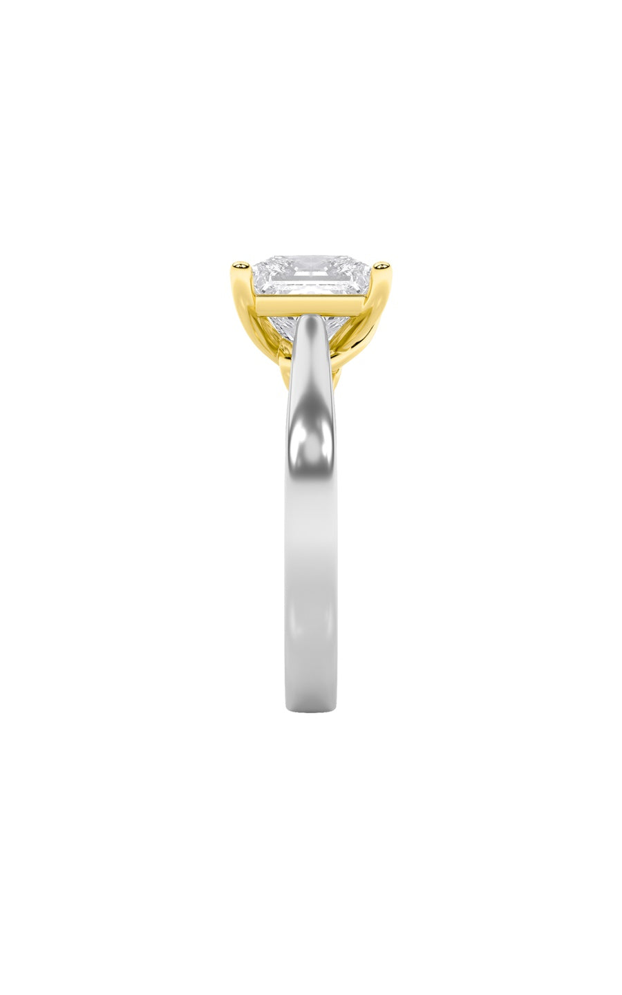 3Cttw Princess Shaped Lab Grown Diamond (F/VS) TwoTone Twisted Basket Cathedral Shank Solitaire Ring in 14K Gold
