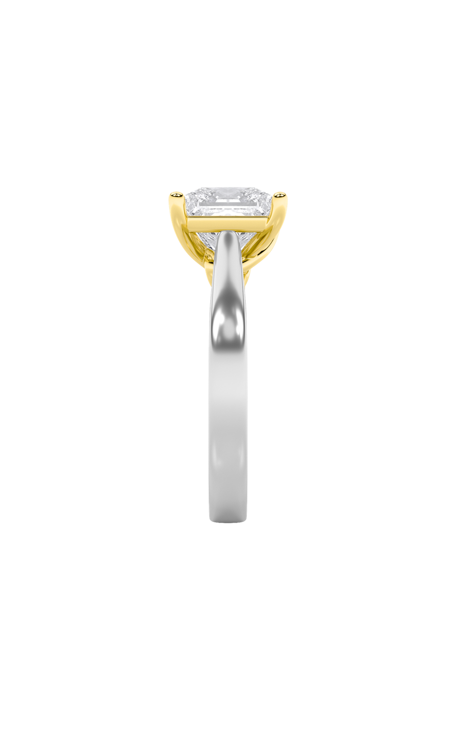 3CTW Princess Shaped Lab Grown Diamond (F/VS) Two Tone Twisted Basket Cathedral Shank Solitaire Ring in 14K Gold