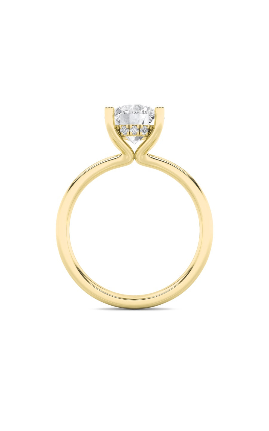 2Cttw Round Shaped Lab Grown Diamond (F/VS) HiddenHalo Petite Shank Ring in 14K Gold