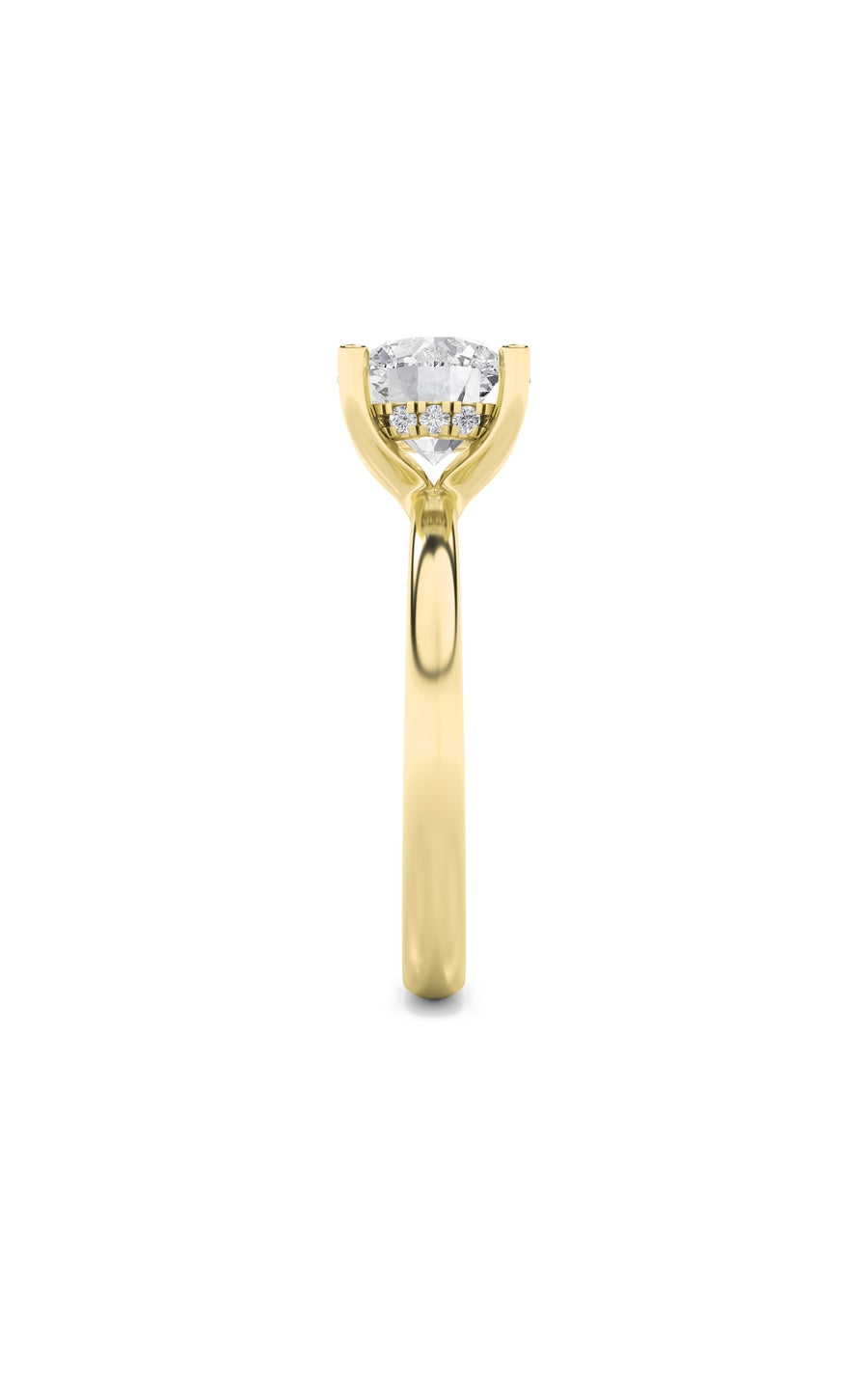 2Cttw Round Shaped Lab Grown Diamond (F/VS) HiddenHalo Petite Shank Ring in 14K Gold