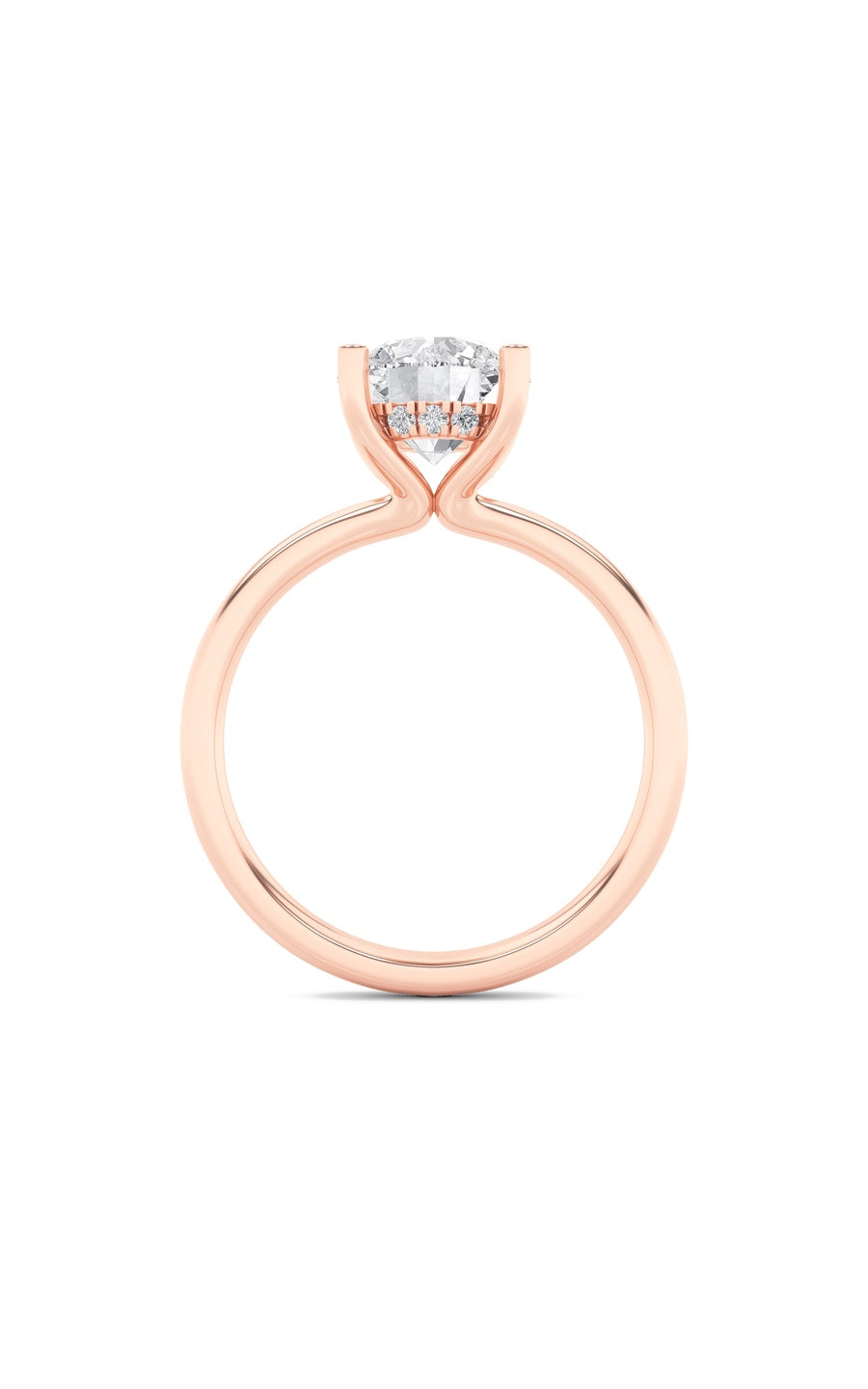 2Cttw Round Shaped Lab Grown Diamond (F/VS) HiddenHalo Petite Shank Ring in 14K Gold