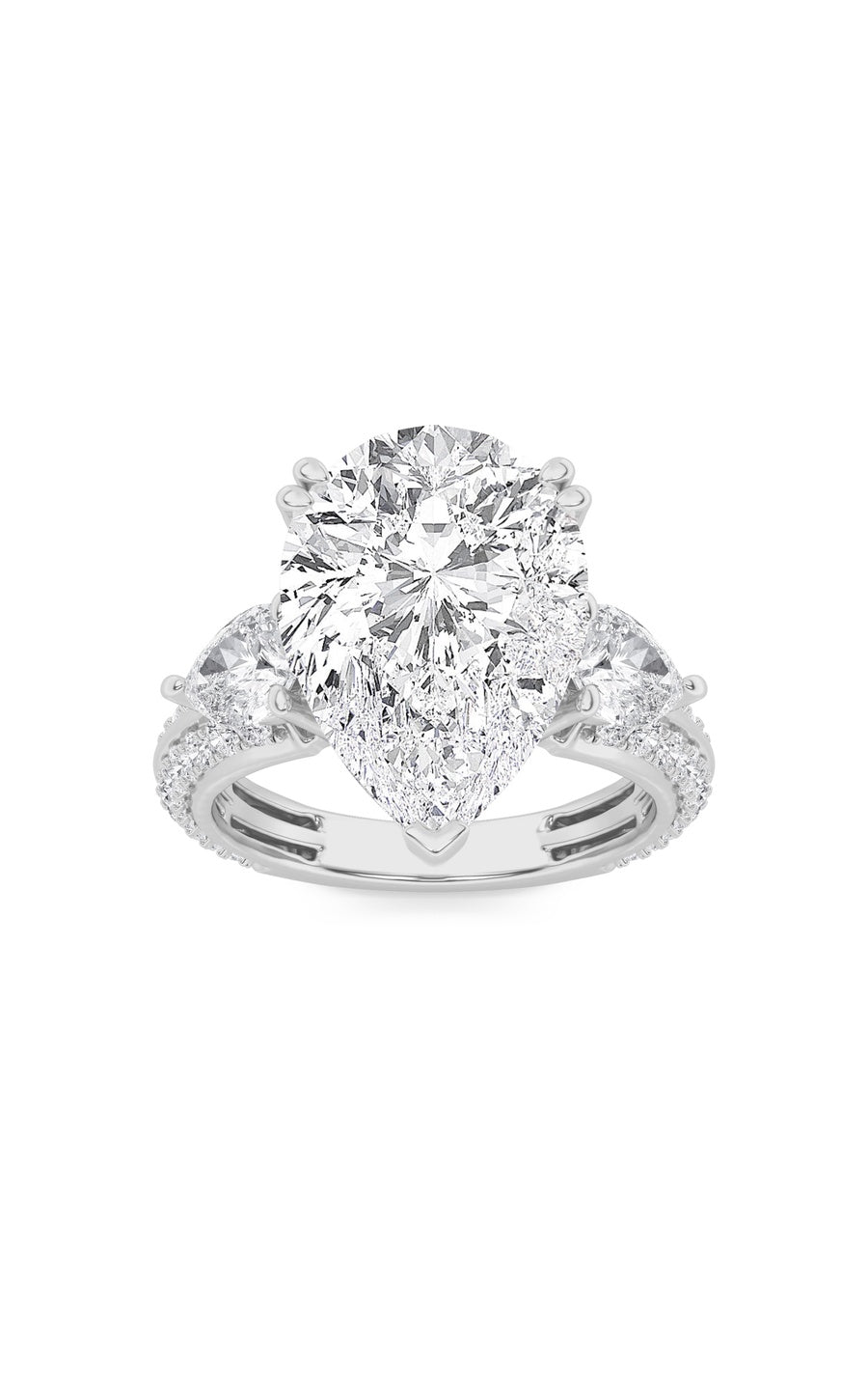 6.75Cttw Pear Shaped Lab Grown Diamond (F/VS) BoldStatement Accented Ring in 14K Gold