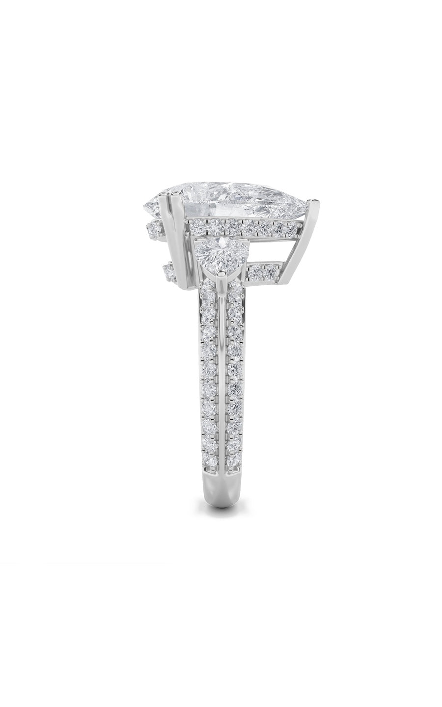 6.75Cttw Pear Shaped Lab Grown Diamond (F/VS) BoldStatement Accented Ring in 14K Gold