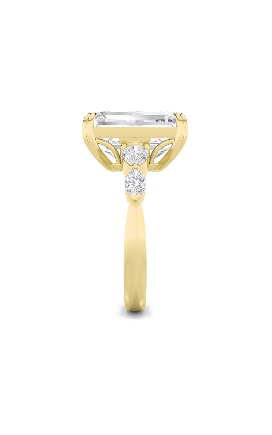 8.5Cttw Emerald Shaped Lab Grown Diamond (F/VS) Bold Statement Accented Ring in 14K Gold