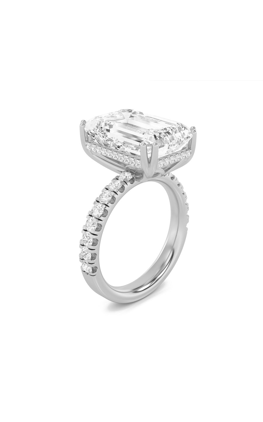 10.25CTW Emerald Shaped Lab Grown Diamond (G/VS) Bold Statement Accented Ring in 14K Gold