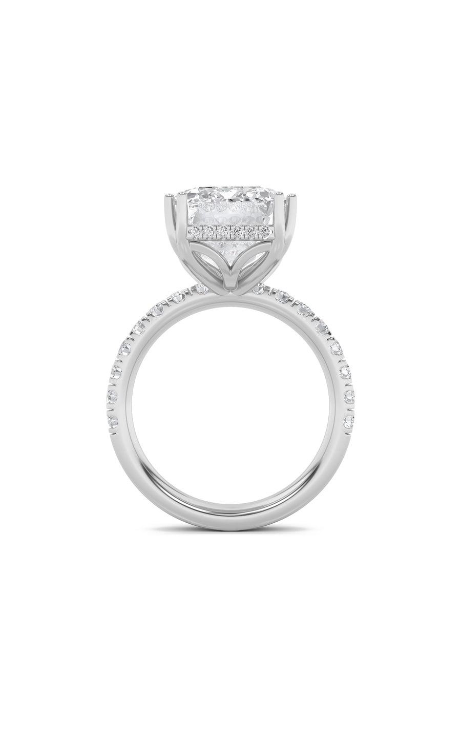 10.25Cttw Emerald Shaped Lab Grown Diamond (G/VS)Bold Statement Accented Ring in 14K Gold