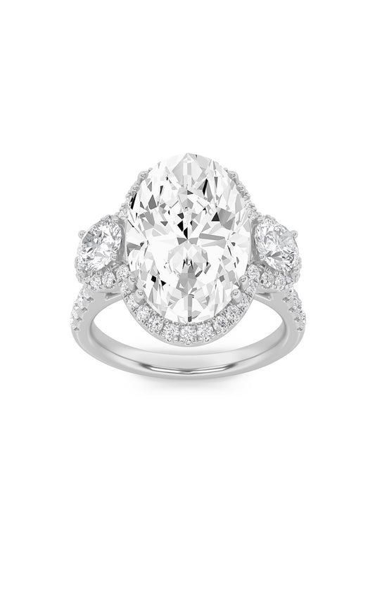 7.5Cttw Oval Shaped Lab Grown Diamond (F/VS) BoldStatement Accented Ring in 14K Gold