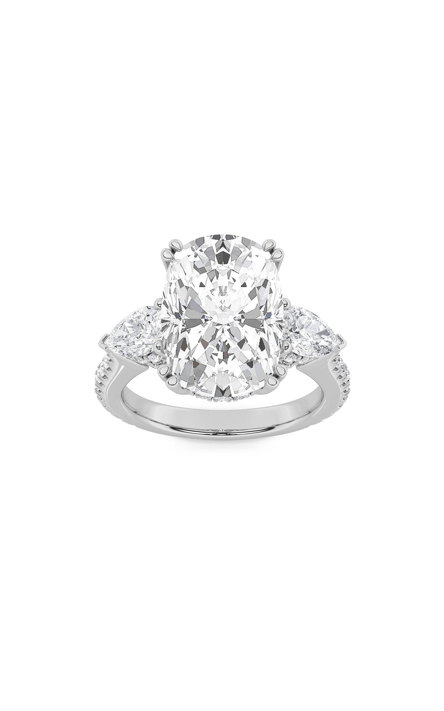 6.5Cttw Elongated Cushion Shaped Lab Grown Diamond(F/VS) Bold Accented Engagement Ring in 14K Gold