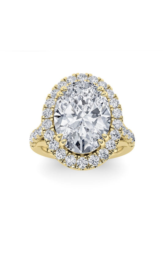 6Cttw Oval Shaped Lab Grown Diamond (G/VS) Bold Accented Engagement Ring in 14K Gold
