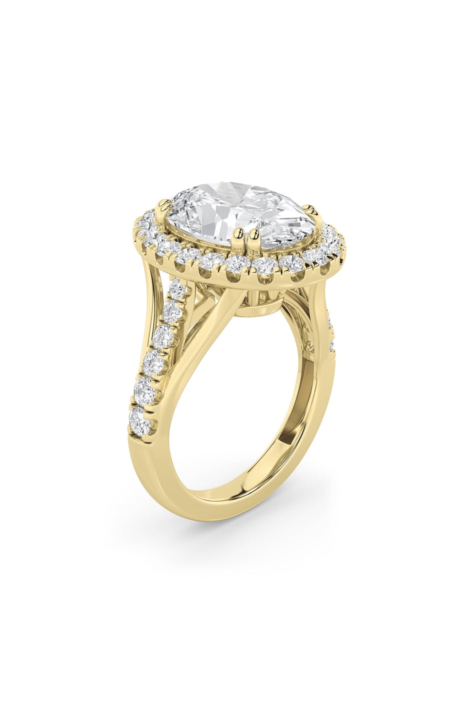6Cttw Oval Shaped Lab Grown Diamond (G/VS) Bold Accented Engagement Ring in 14K Gold